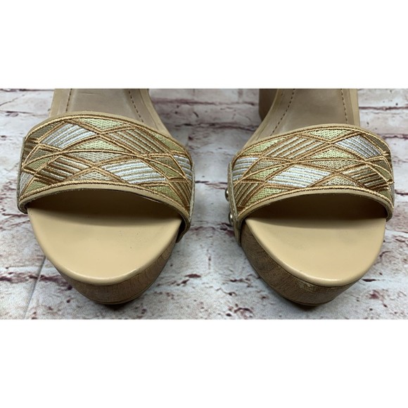 BCBG Women’s Double Strap  Wedge Platform Sandal’s  Shoes BG-CARMYN Tan Size 10M - Picture 6 of 12